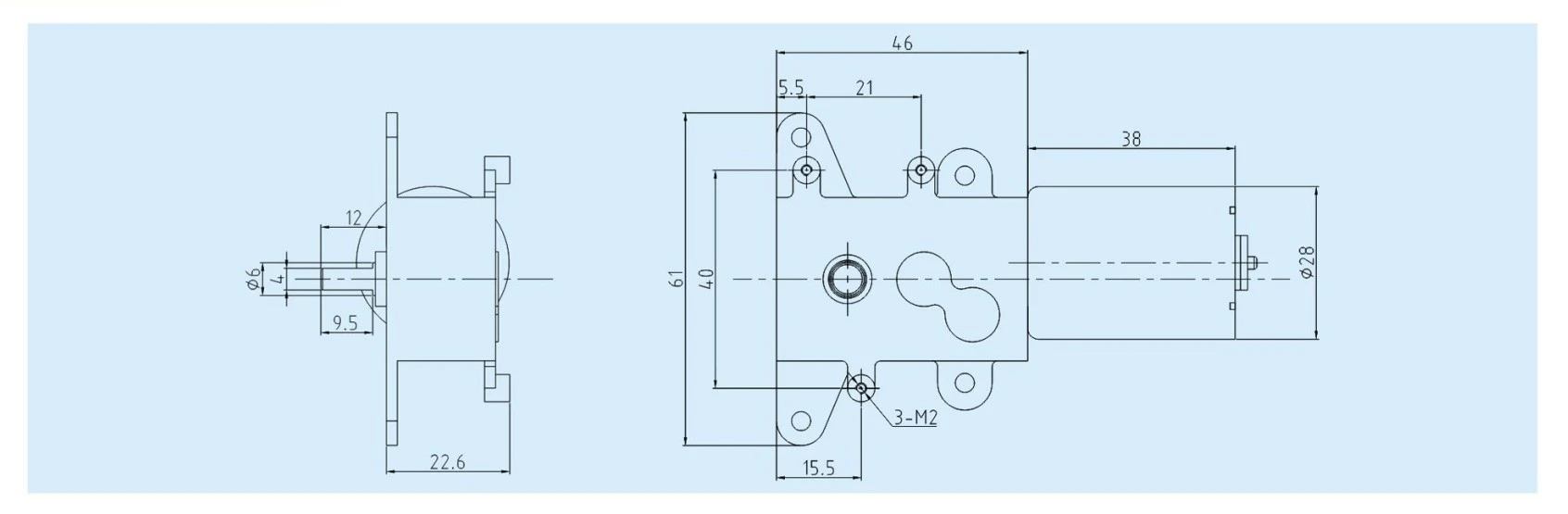EC2838 motor outline