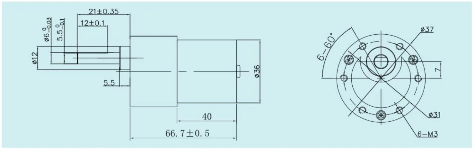 35mm gear motor outline